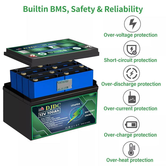 DJDC Dongjin 12V 100Ah Lithium-Ion LiFePO4 Deep Cycle battery Without Communication