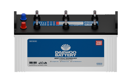 Daewoo DIB-180 (12v 145Ah) Tubular Battery for UPS/Solar with 12 Months Brand Warranty