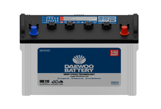 Daewoo DIB-110 (12v 85Ah) Tubular Battery for Solar/UPS with 12 Months Brand Warranty